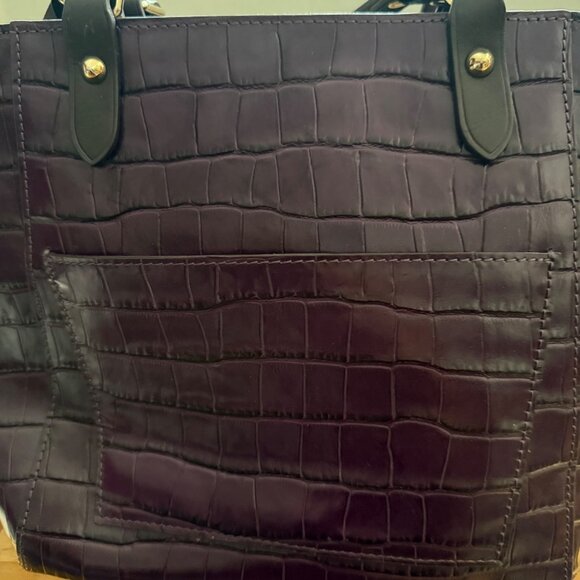 Dooney & Bourke Purple Oakdale Janie Tote Croc Embossed Leather Tote Bag Purse - Picture 7 of 15